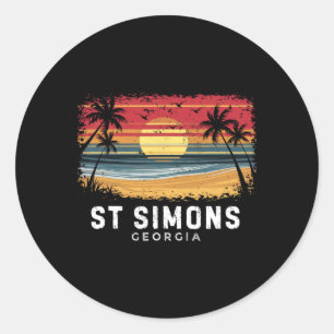 St Simons Beach Georgia Surfboard Beach  Classic Round Sticker