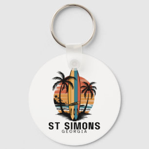 St Simons Beach Georgia Surfing Surfer _1  Key Ring