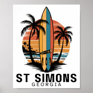 St Simons Beach Georgia Surfing Surfer _1  Poster