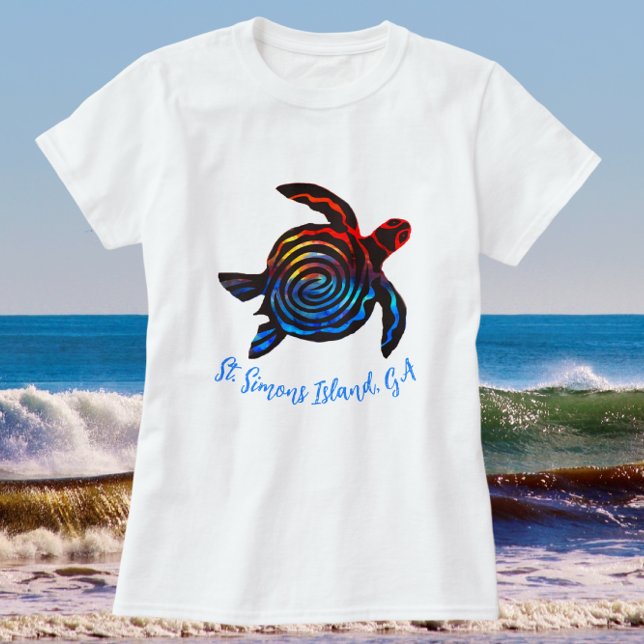 St. Simons Island GA Colourful Sea Turtle Souvenir T-Shirt (Creator Uploaded)