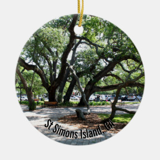 St Simons Island GA Wandering Oak Photo Ceramic Tree Decoration