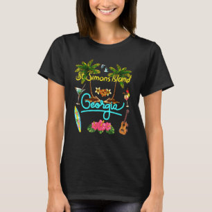 St Simons Island Georgia Beach Summer Sun Set Palm T-Shirt