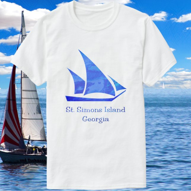 St. Simons Island Georgia Ocean Blue Sailboat T-Shirt (Creator Uploaded)