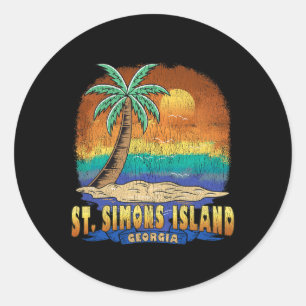 St. Simons Island Georgia Vintage Distressed Souve Classic Round Sticker