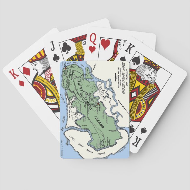 St Simons Island Map Playing Cards (Back)