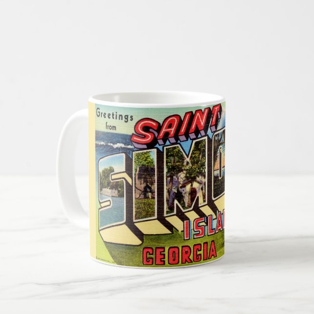 St Simons Island Retro Mug (Front Left)