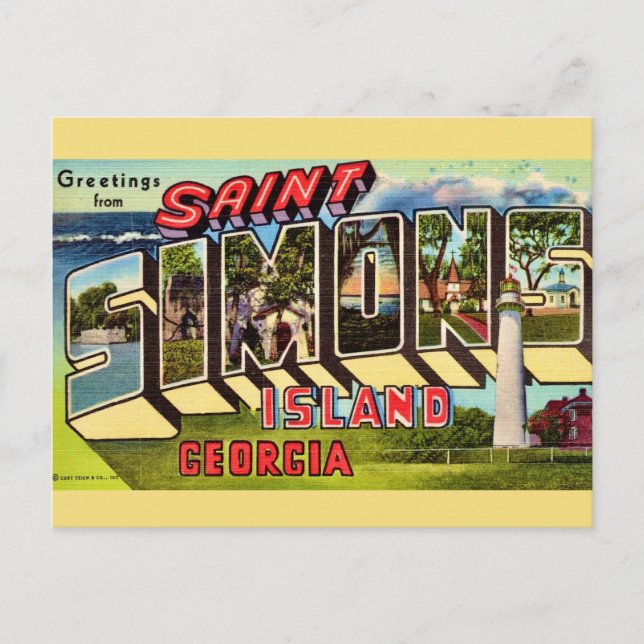 St Simons Island Retro  Postcard (Front)