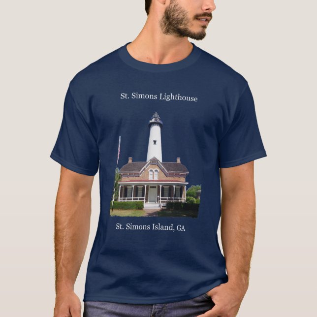 St Simons Lighthouse shirt white lettering (Front)