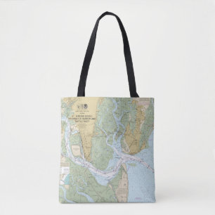 St Simons Sound Brunswick Harbor and Turtle River Tote Bag