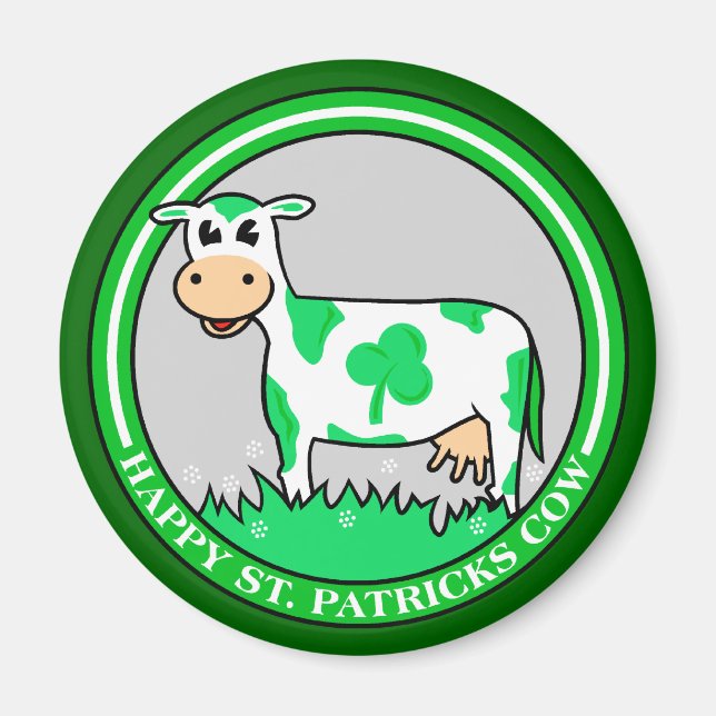 ST. St. Patrick's Day Cow Shamrock Magnet (Front)