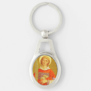 St. Stephen the ProtoMartyr (PM 08) Oval Metal Key Ring