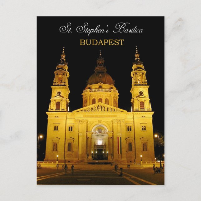 St. Stephen's Basilica at night, Budapest, Hungary Postcard (Front)