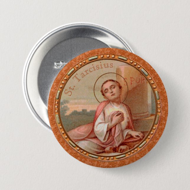 St. Tarcisius of Rome Roundel (BF 004) 7.5 Cm Round Badge (Front & Back)