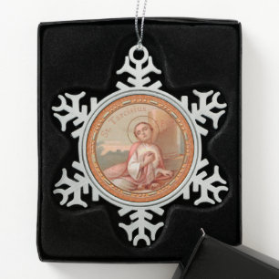 St. Tarcisius of Rome Roundel (BF 004) Snowflake Pewter Christmas Ornament