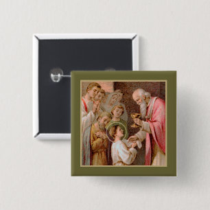 St. Tarcisius Receiving the Eucharist (BL 02) 15 Cm Square Badge