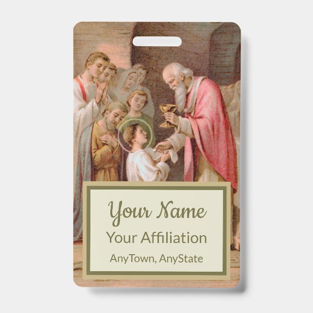 St. Tarcisius Receiving the Eucharist (BL 02) ID Badge (Front)