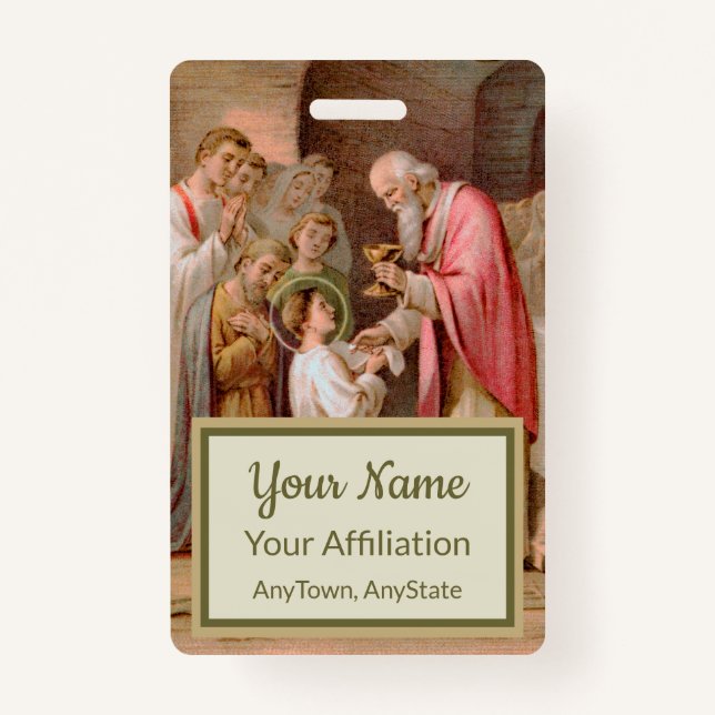 St. Tarcisius Receiving the Eucharist (BL 02) ID Badge (Front)
