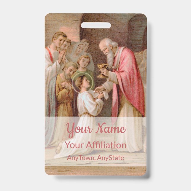St. Tarcisius Receiving the Eucharist (BL 02) ID Badge (Front)