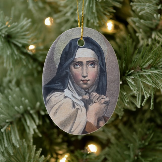 St. Teresa of Avila (M 008) Oval Ceramic Tree Decoration (Tree)