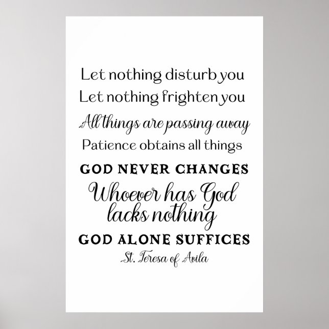 St. Teresa of Avila Quote Art Poster Print  (Front)