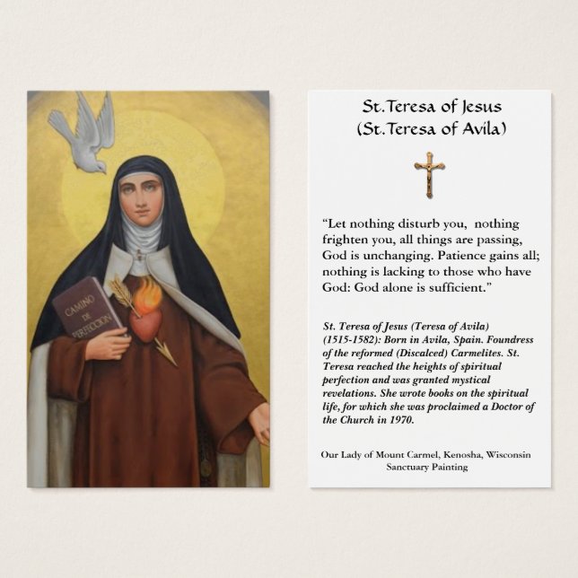 St. Teresa of Avila Teresa of Jesus Holy Card (Front & Back)