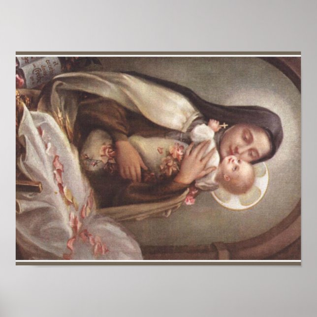 St. Therese  Baby Jesus Manger Roses Poster (Front)