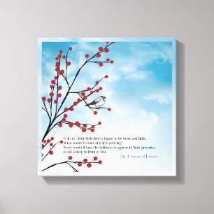 St. Therese Birds Cloud Branch Quote Berries Canvas Print