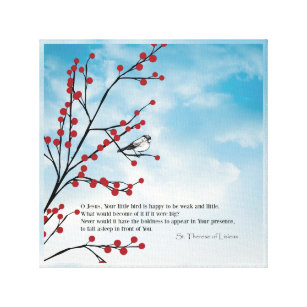 St. Therese Birds Cloud Branch Quote Berries Canvas Print