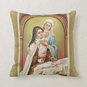 St. Therese Blessed Mother Mary Jesus Roses Cushion