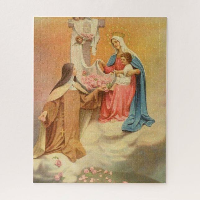 St. Therese Blessed Virgin Mary Child Jesus Roses Jigsaw Puzzle (Vertical)