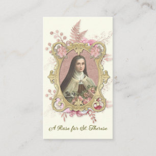 St. Therese Carmelite Nun Roses Religious Poem Place Card