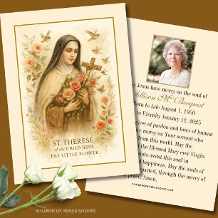 St. Therese Catholic Funeral Memorial Holy Card -