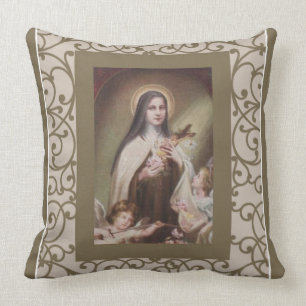 St. Therese Child Jesus Roses Angels Crucifix Cushion