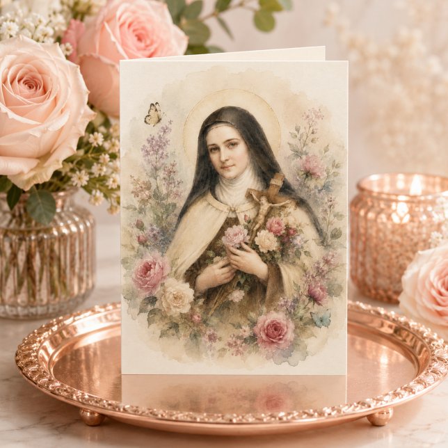St. Thérèse Floral with Scripture Verse Card (Creator Uploaded)