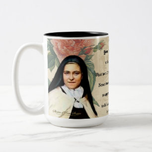 St. Therese Jesus Prayer Vintage Catholic Collage Two-Tone Coffee Mug