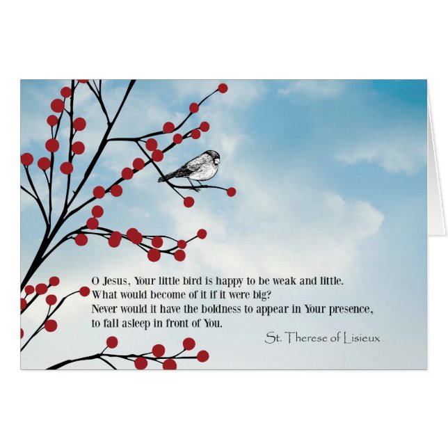 St. Therese Little Flower bird berries branches (Front Horizontal)