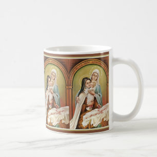 St. Therese Mother Mary Baby Jesus Manger Roses Coffee Mug
