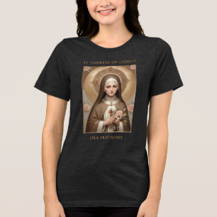 St Therese of Lisieux Catholic Saint Gift Tri-Blend Shirt