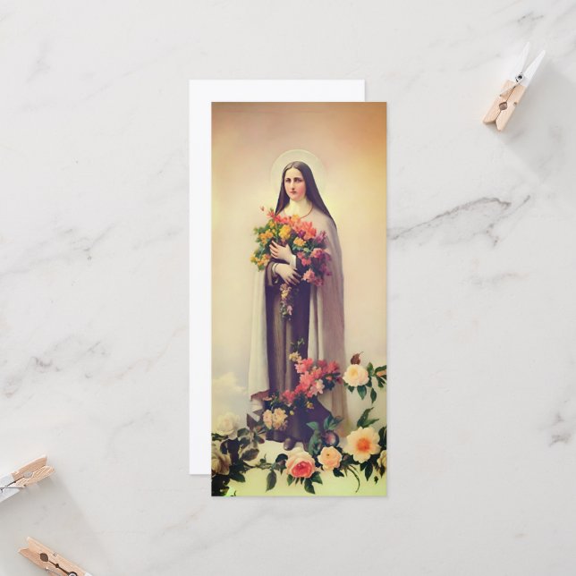 St Therese of Lisieux Greeting Card (Front/Back In Situ)