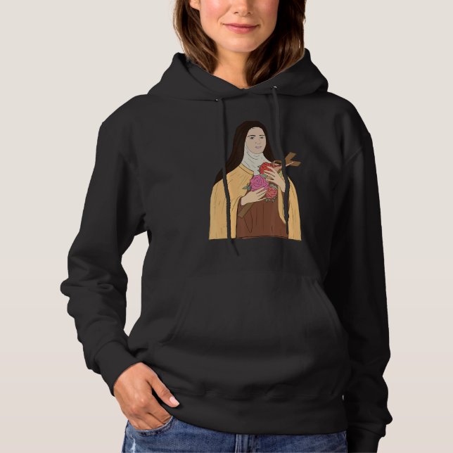 St Therese Of Lisieux Kids Little Flower Rose Cath Hoodie (Front)