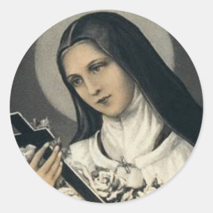 St. Therese of Lisieux with crucifix/roses sticker