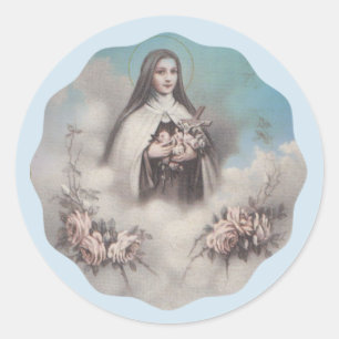 St. Therese of Lisieux with crucifix/roses sticker