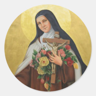 St. Therese of Lisieux with crucifix/roses sticker