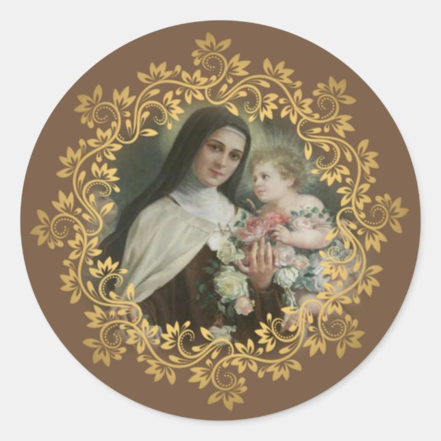 St. Therese of the Child Jesus Little Flower Classic Round Sticker (Front)