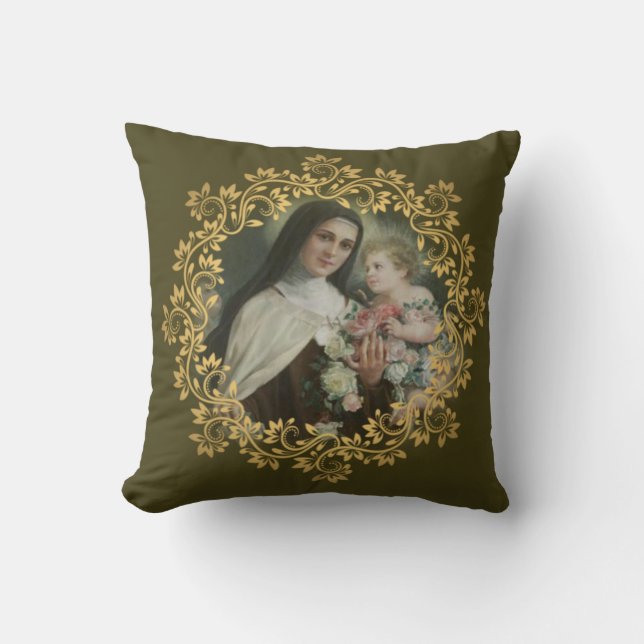 St. Therese of the Child Jesus Little Flower Cushion (Front)