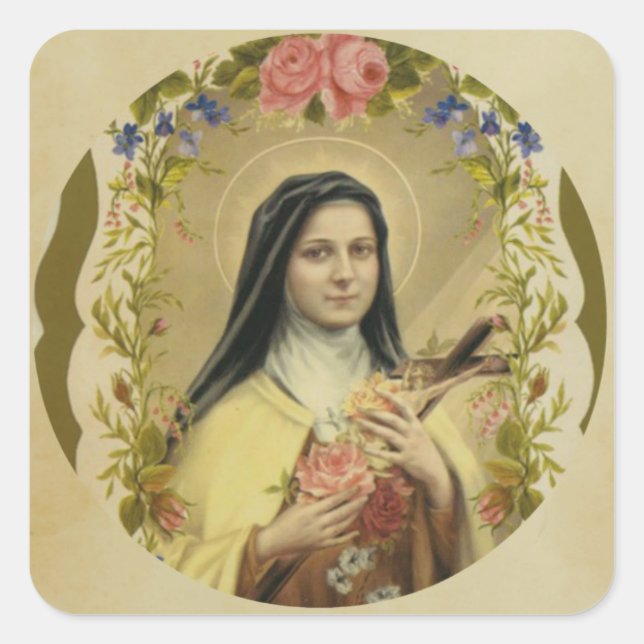 St. Therese of the Child Jesus Little Flower Square Sticker (Front)