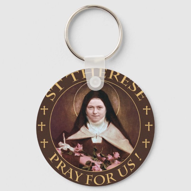 ST THERESE PRAY FOR US! DEVOTIONAL GEAR KEY RING (Front)