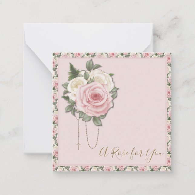 St. Therese Prayer Vintage Religious Pink Roses Card (Front)