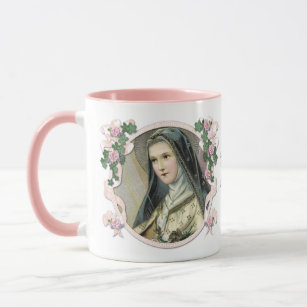 St. Therese Religious Carmelite Pink Floral Mug
