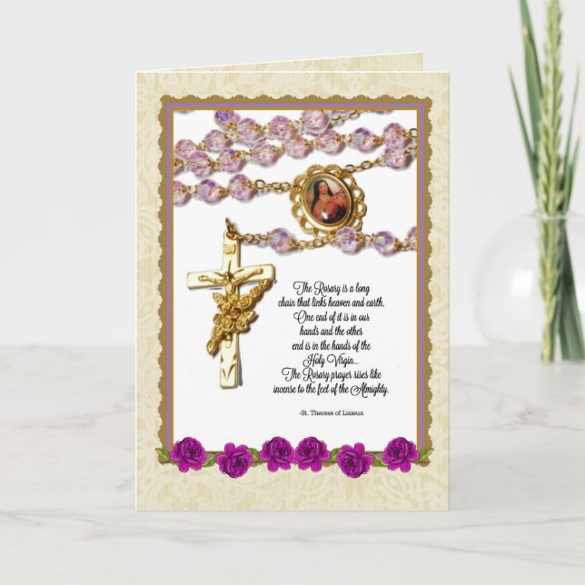 St. Therese Rosary Bouquet Catholic Card (Front)